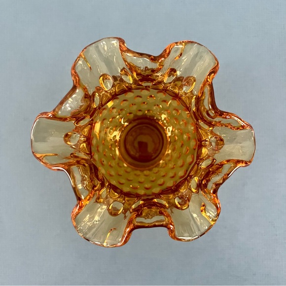 Vintage Fenton Amber Hobnail Vase & Sugar Bowl - Picture 3 of 8